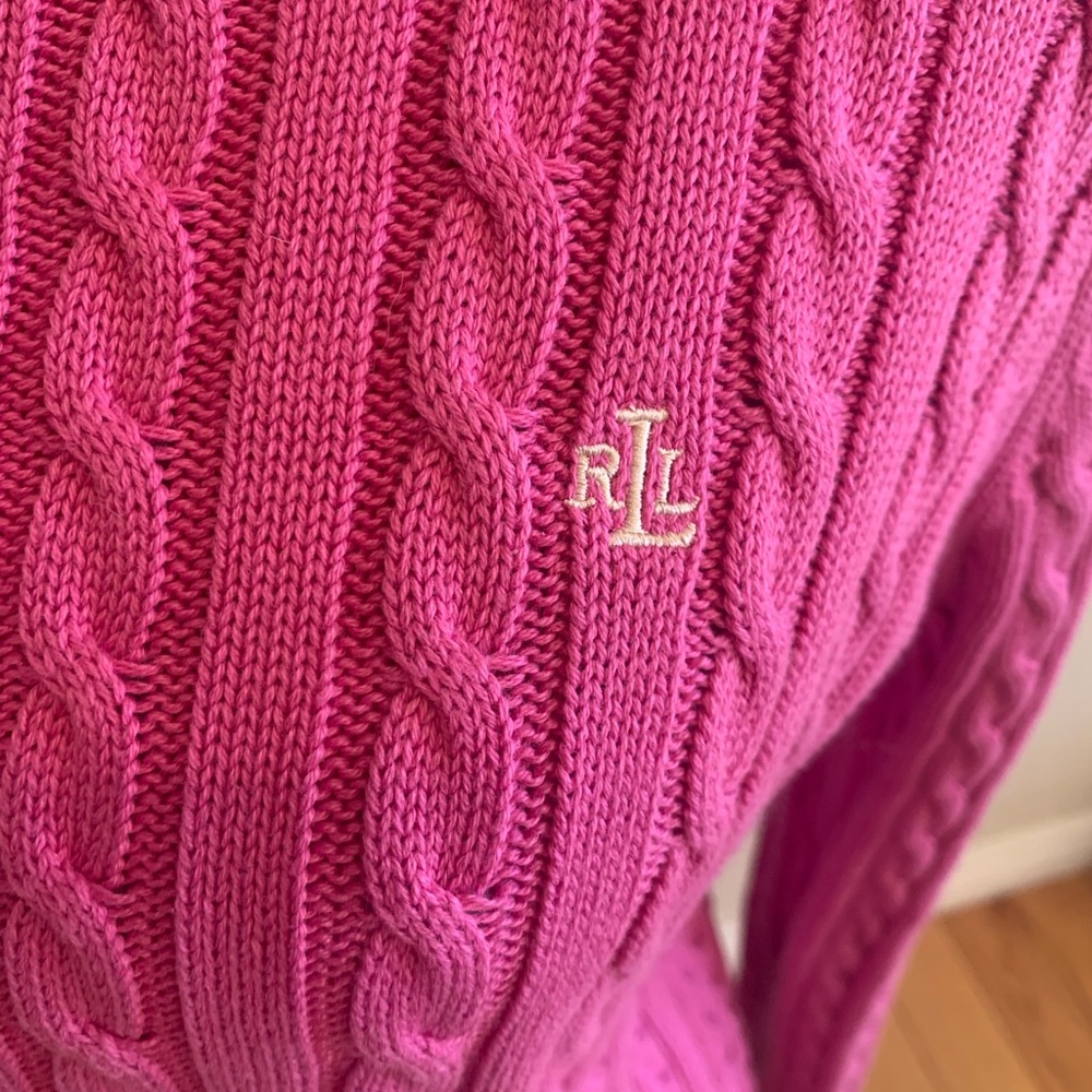 Ralph Lauren Vibrant Pink Cable Knit Sweater - Picture 3 of 7